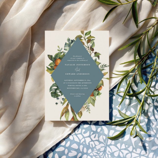 Orange citrus blue watercolor botanical wedding (Creator Uploaded)