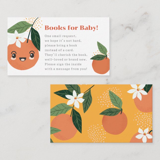 Orange Citrus Books for Baby Request Card  (Front/Back)