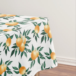 Orange citrus botanical pattern tablecloth