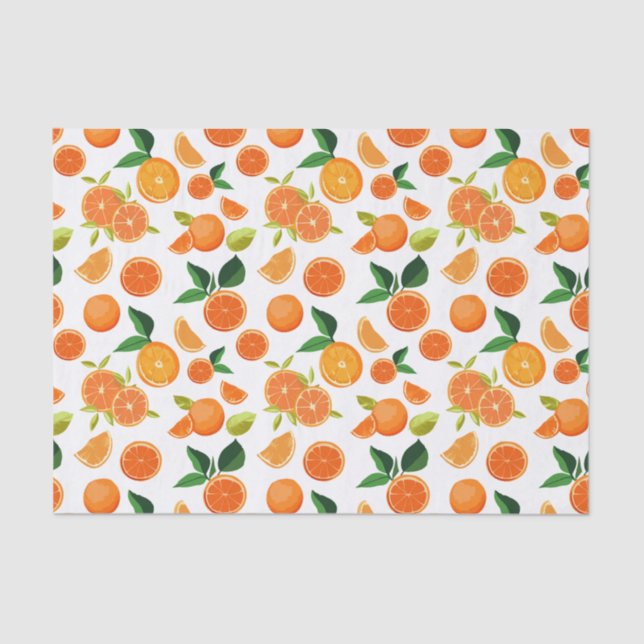 Orange Citrus Botanical Pattern  Tissue Paper (Front)