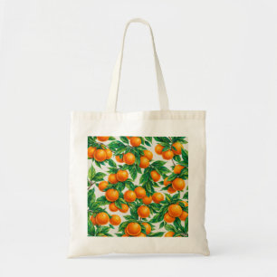 Orange Citrus Botanical Pattern Tote Bag