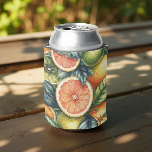 Orange Citrus Elegant Watercolor Bridal Showers  Can Cooler