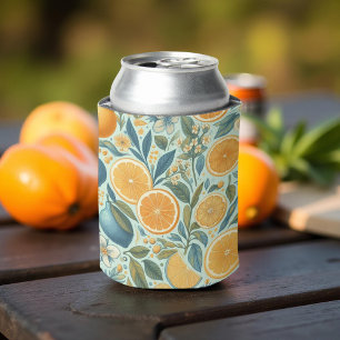 Orange Citrus Elegant Watercolor Bridal Showers  Can Cooler
