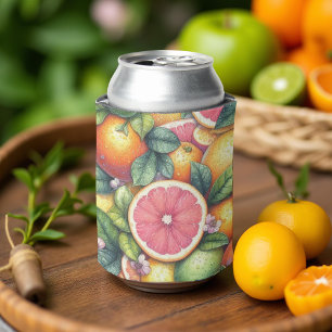 Orange Citrus Elegant Watercolor Bridal Showers  Can Cooler