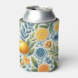 Orange Citrus Elegant Watercolor Bridal Showers  Can Cooler