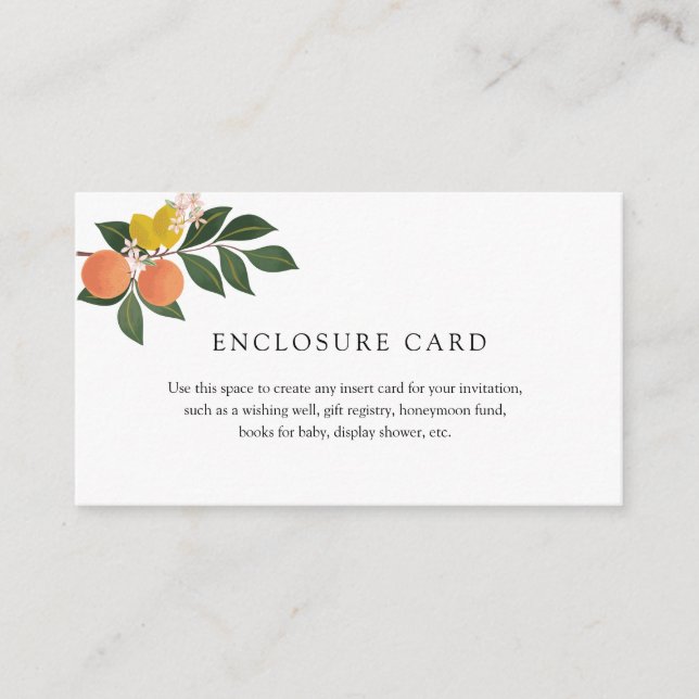 Orange Citrus Enclosure Card (Front)