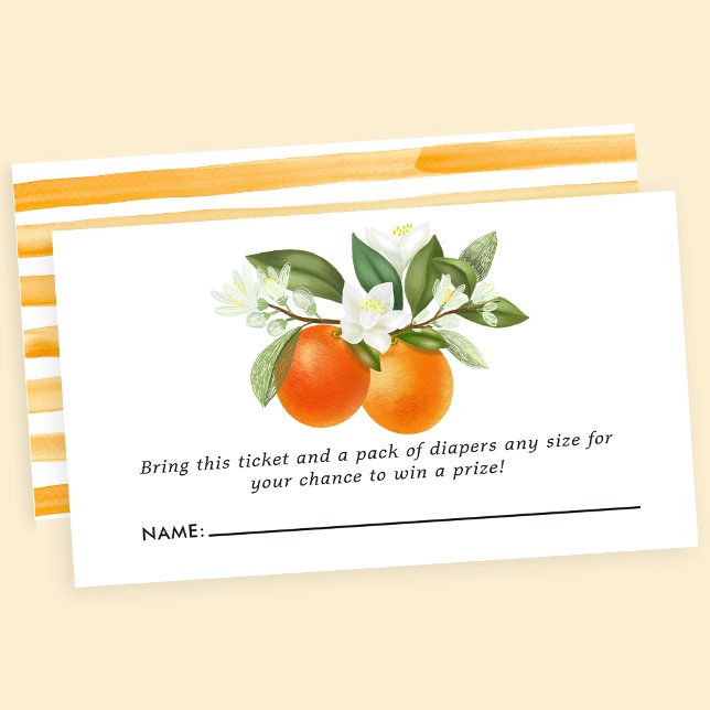 Orange Citrus Floral Baby Shower Diaper Raffle Enclosure Card (Creator Uploaded)