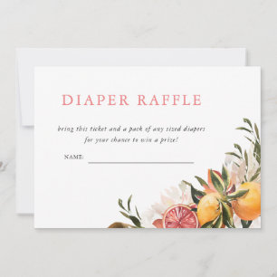 Orange Citrus Floral Botanical Diaper Raffle Invitation