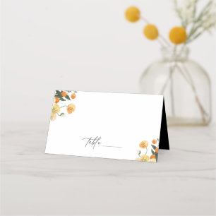 Orange Citrus Floral Wedding Place Card