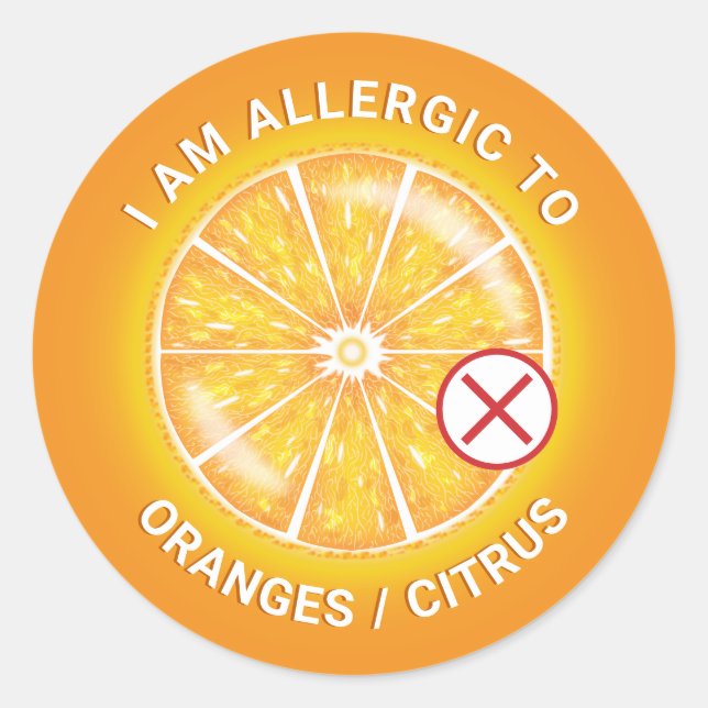 Orange Citrus Fruit Food Allergy Awareness Classic Round Sticker (Front)