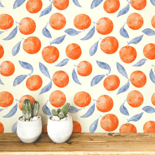 Orange Citrus Fruit Mediterranean Watercolor Wallpaper