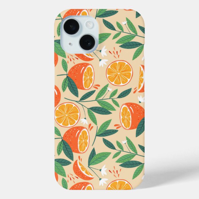 Orange Citrus Fruit Retro Pattern Case-Mate iPhone Case (Back)