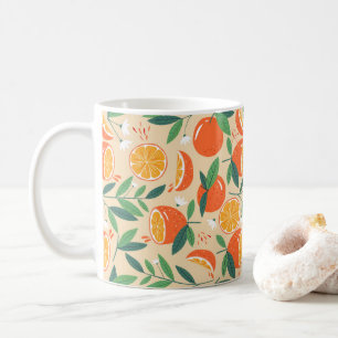 Orange Citrus Fruit Retro Pattern Coffee Mug
