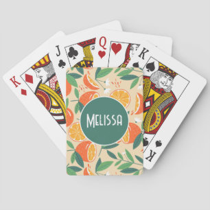Orange Citrus Fruit Retro Pattern Playing Cards