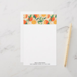 Orange Citrus Fruit Retro Pattern Stationery