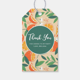 Orange Citrus Fruit Retro Pattern Thank You Gift Tags
