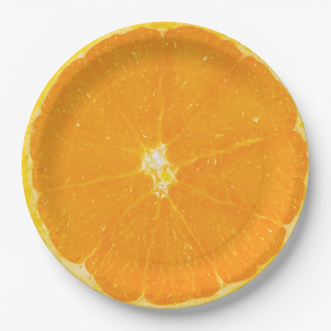 Orange Citrus Fruit Slice Paper Plate (Front)