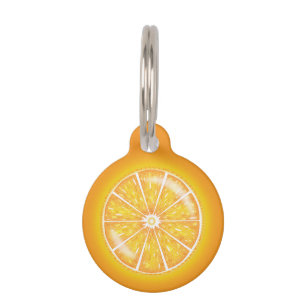 Orange Citrus Fruit Slice With Pet's Custom Info Pet Tag