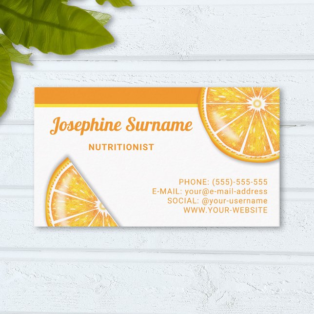Orange Citrus Fruit Slices Dietician Nutritionist Business Card (Creator Uploaded)