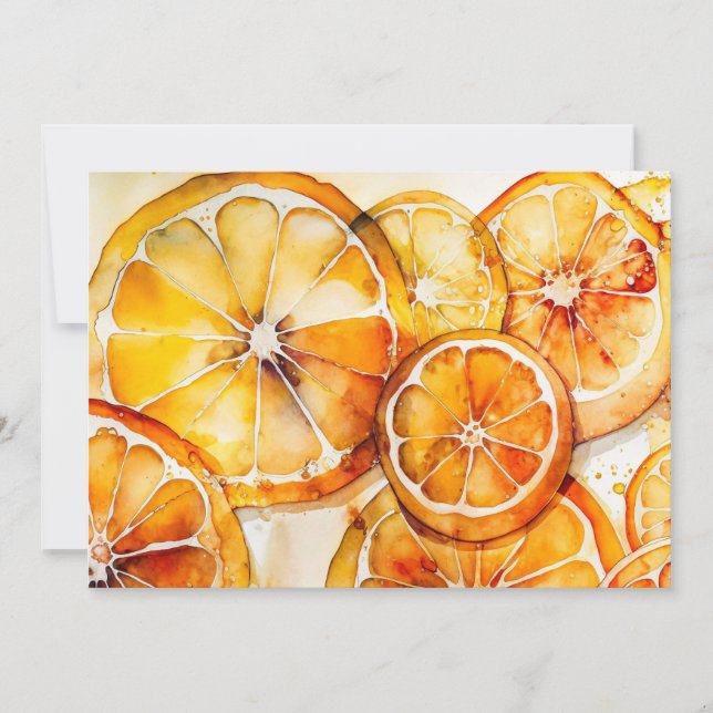 Orange Citrus Fruit Summer Splash Watercolor Invitation (Front)