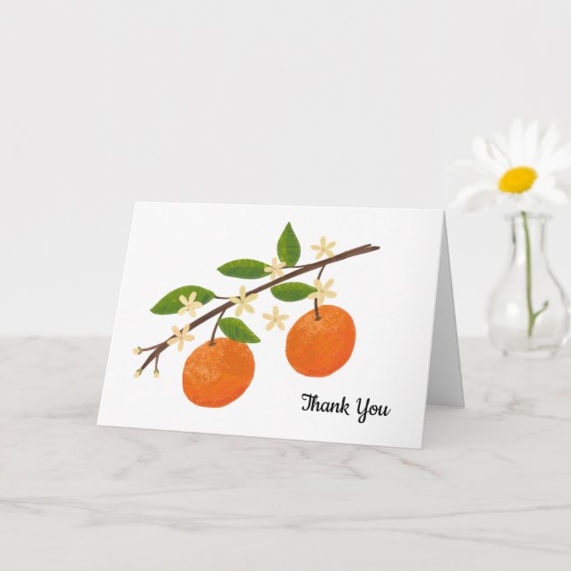 Orange Citrus Fruit Tree Blossoms Thank You Card (Small Plant)