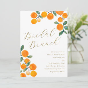 Orange Citrus Fruit Watercolor Bridal Brunch Invitation