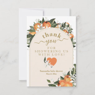 Orange citrus grenery Little cutie Baby Shower Thank You Card
