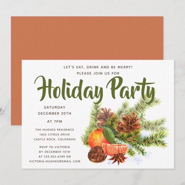 Orange Citrus Holiday Party | Christmas Party Invitation (Front/Back)