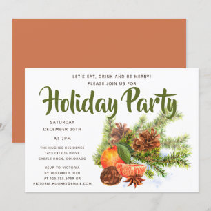 Orange Citrus Holiday Party Christmas Party Invitation