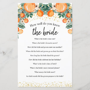 Orange Citrus How well do you know The Bride Game