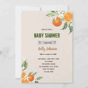 Orange citrus lemon shower birthday invitation