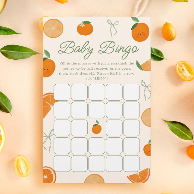 Orange Citrus Little Cutie Baby Shower Bingo Game (Creator Uploaded)