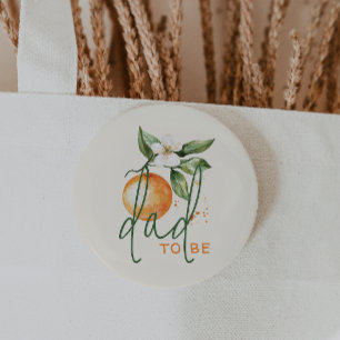 Orange Citrus Little Cutie Baby Shower Dad To Be 3 Cm Round Badge
