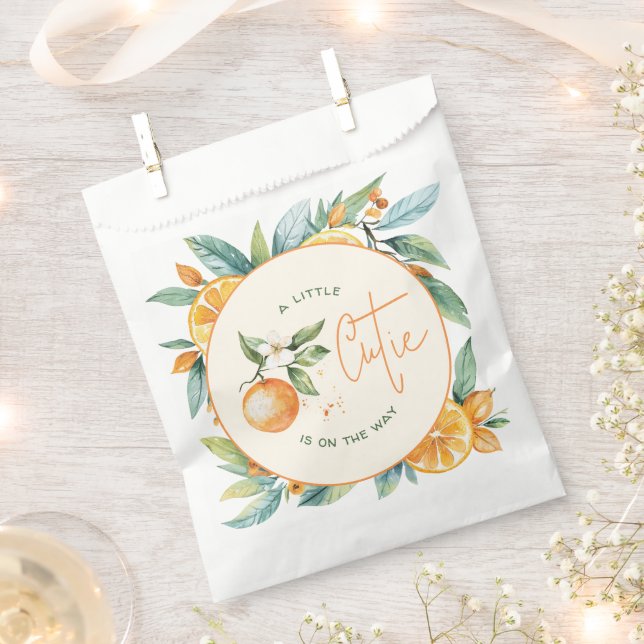 Orange Citrus Little Cutie Baby Shower Favour Bags (Clipped)
