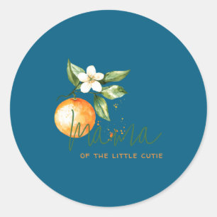 Orange Citrus Little Cutie Baby Shower Mama To Be  Classic Round Sticker