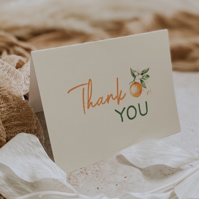 Orange Citrus Little Cutie Baby Shower Thank You Card (Creator Uploaded)
