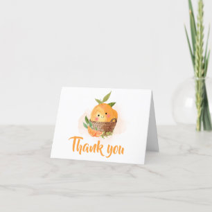 Orange Citrus Little Cutie Baby Shower Thank You Card