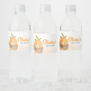 Orange Citrus Little Cutie Baby Shower Water Bottle Label