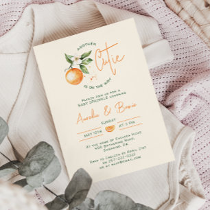 Orange Citrus Little Cutie Couples Baby Sprinkle Invitation