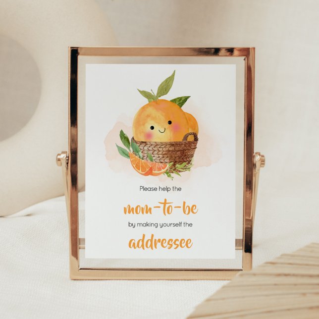 Orange Citrus Little Cutie Envelope Station Poster (Little Cutie Orange Citrus Baby Shower Envelope Station Sign)
