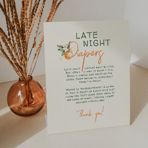 Orange Citrus Little Cutie Late Night Diapers Pedestal Sign