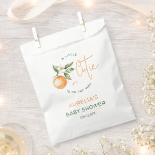 Orange Citrus Little Cutie On The Way Baby Shower Favour Bags
