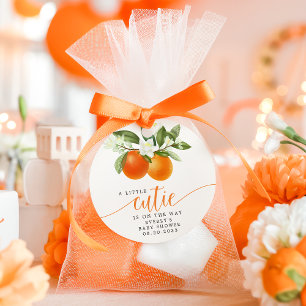 Orange Citrus Little Cutie On The Way Baby Shower Favour Tags