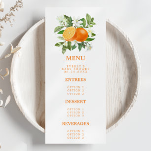 Orange Citrus Little Cutie On The Way Baby Shower Menu