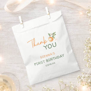 Orange Citrus Little Cutie Thank You Birthday Favour Bags