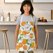 Orange Citrus Pattern Watercolor Kids Name