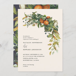 Orange citrus plum watercolor botanical wedding