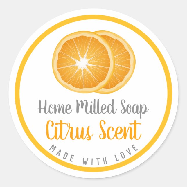 Orange Citrus Scented Handmade Soap Labels (Front)