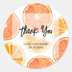 Orange Citrus Slice Summer Thank You Classic Round Sticker