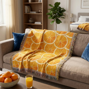 Orange Citrus Slices Throw Blanket